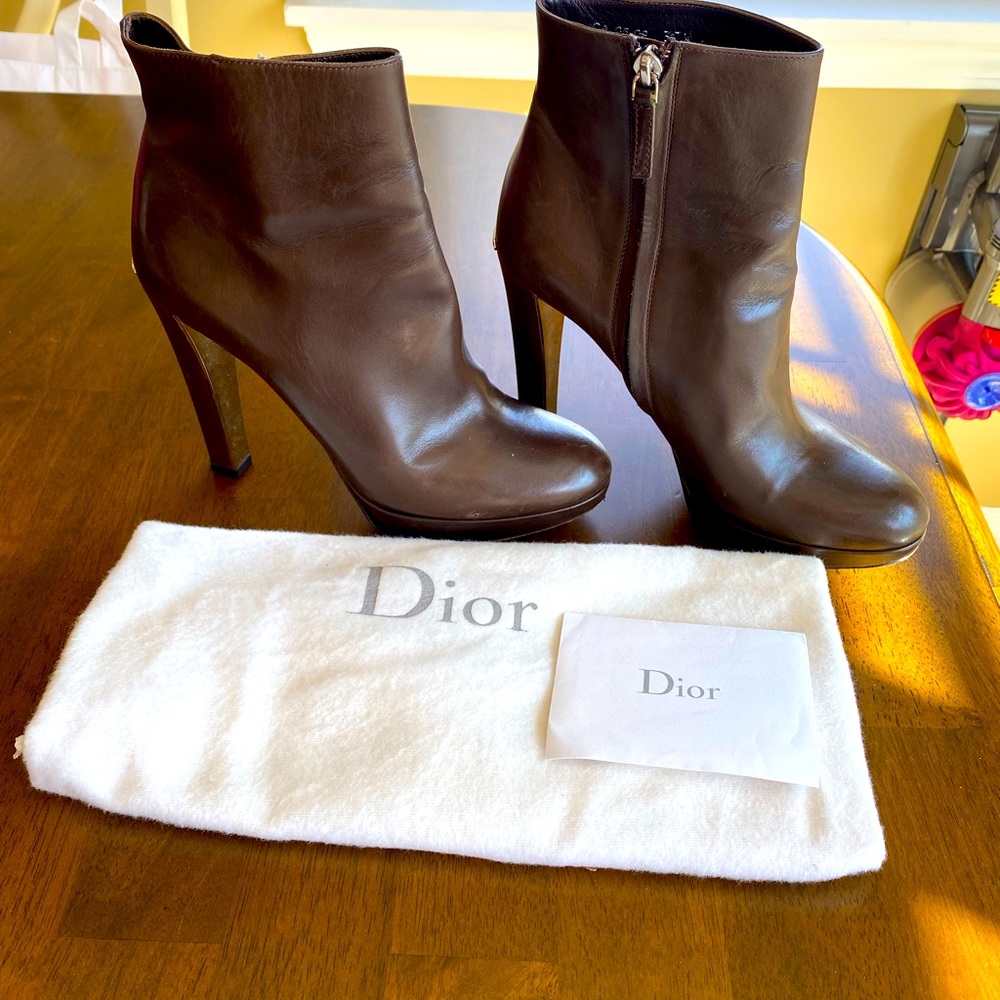 Christian Dior dark brown booties